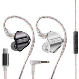 FiiO Jade Audio JD1 earphones, black, with 3.5mm and USB-C cables