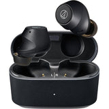 Audio-Technica ATH-CKS30TW+ wireless earbuds, black, earbuds in open case