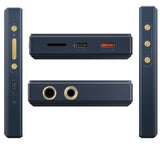 FiiO M21 music player, blue, sides with buttons and sockets