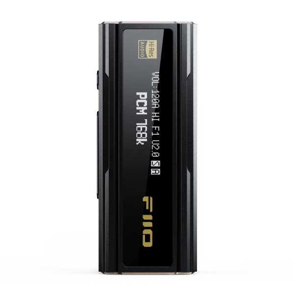 FiiO KA5 USB dongle DAC, black, front with screen