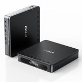 FiiO DM13 portable CD player, black, standing and flat