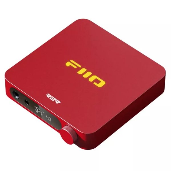 FiiO K11 R2R desktop DAC and headphone amp, red, angled
