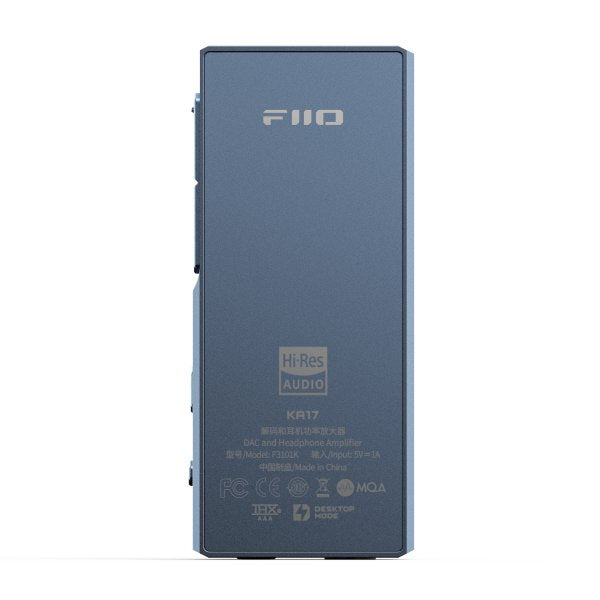 FiiO KA17 USB dongle DAC and amp, blue, back