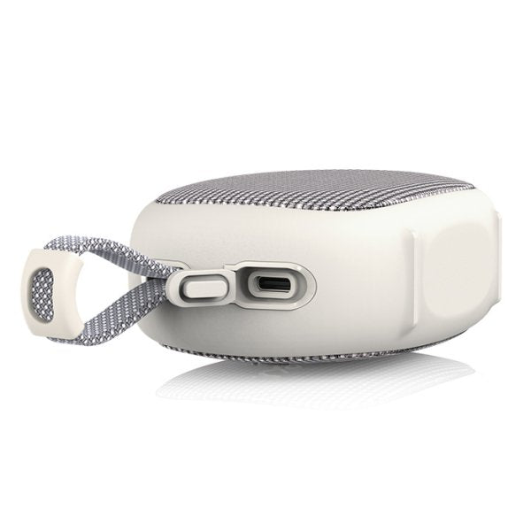 Snowsky Anywhere Bluetooth speaker, white, side with USB-C port