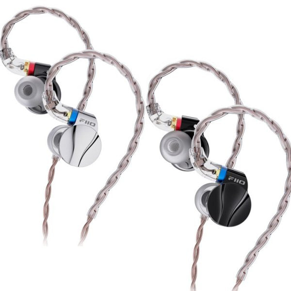 FiiO FD15 in-ear monitors, black and silver