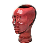 AMP3 glass head headphone stand, red, front