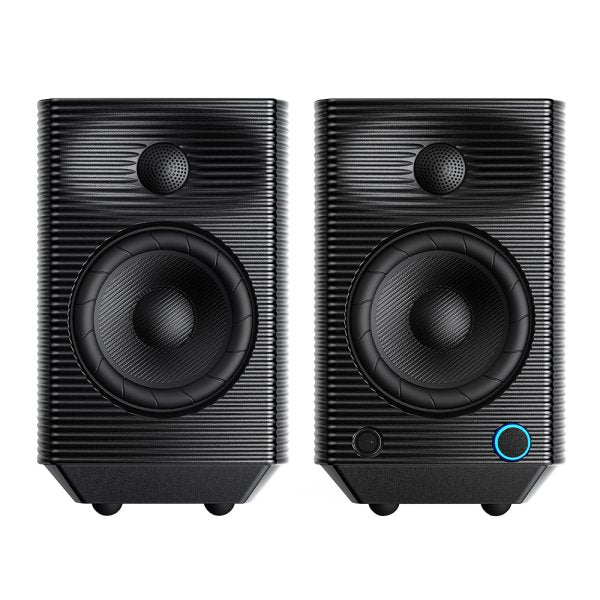 FiiO SP5 active desktop speakers, black pair, front