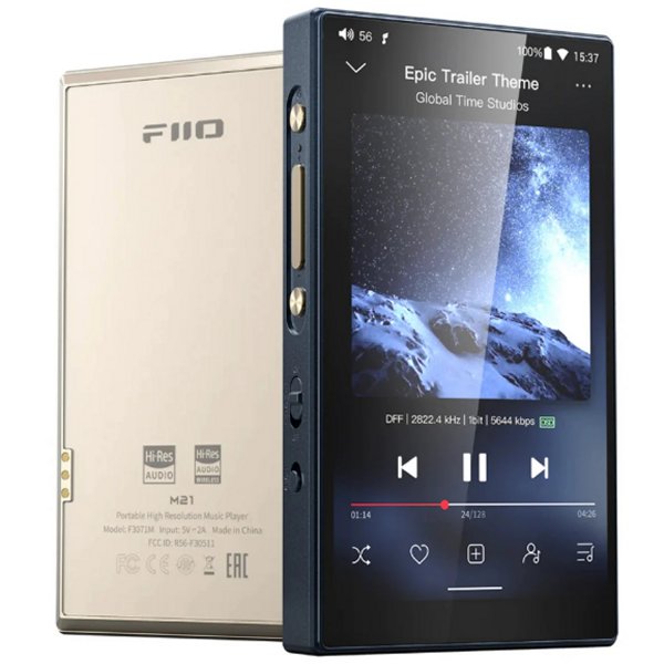 FiiO M21 music player, titanium gold and black
