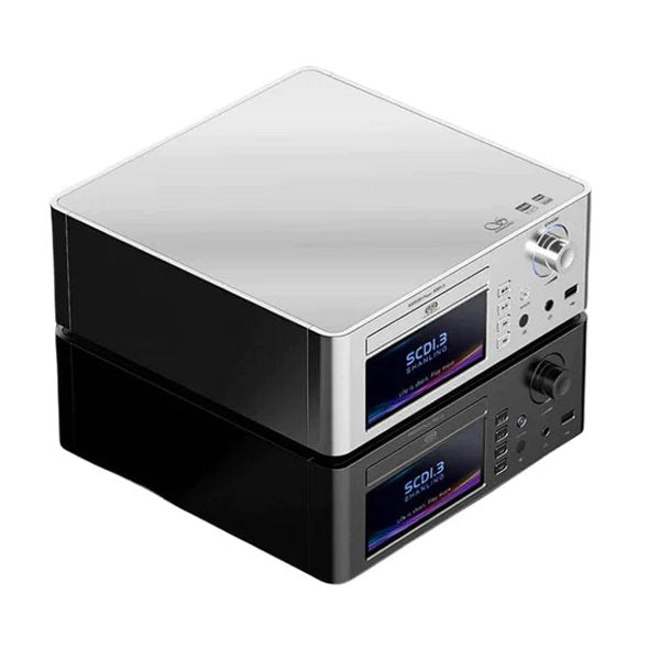 Shanling SCD1.3 SACD player, silver and black, from above