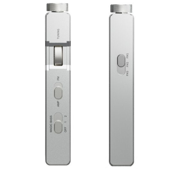 FiiO RR11 portable radio, silver, sides