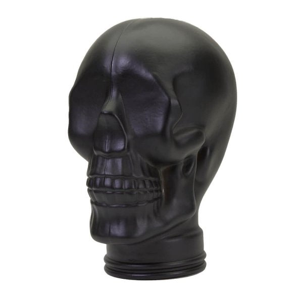 AMP3 glass skull headphone stand, black, front