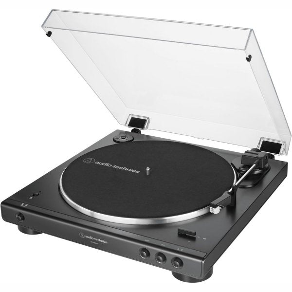 Audio-Technica AT-LP60XBT Bluetooth turntable, with dust cover raised