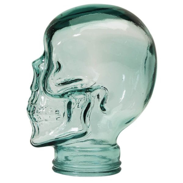 AMP3 glass skull headphone stand, clear, side