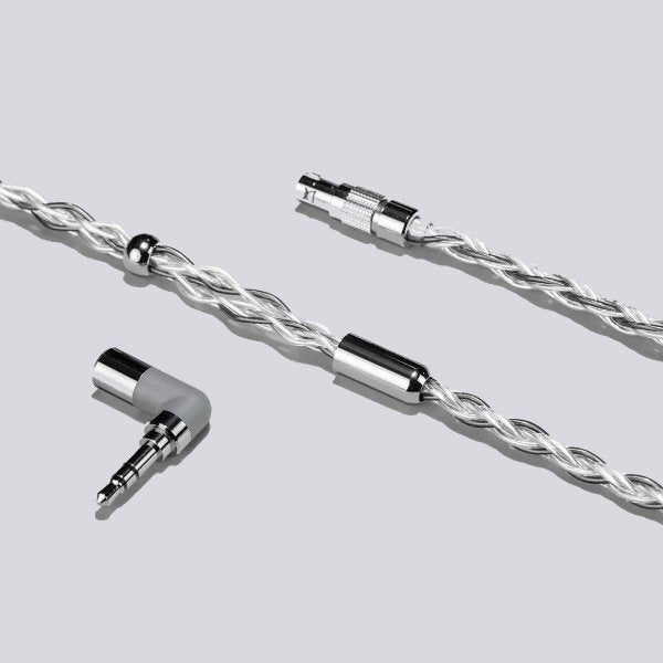 DUNU DUW-03 silver-plated MMCX cable, plugs close-up
