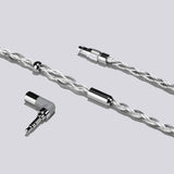 DUNU DUW-03 silver-plated MMCX cable, plugs close-up
