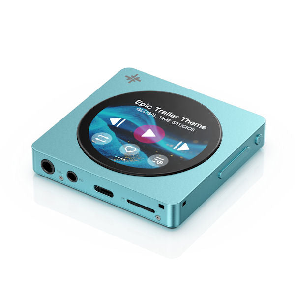 FiiO Snowsky Disc music player, blue, angled