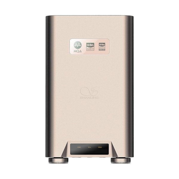 Shanling H7 portable DAC and headphone amp, titanium, standing upright