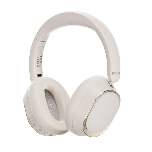 FiiO EH13 noise-cancelling Bluetooth headphones, white, angled from the other side