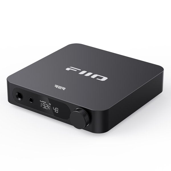 FiiO K11 R2R desktop DAC and headphone amp, black, angled from above
