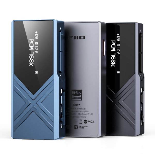 FiiO KA17 USB dongle DAC and amp, blue, black and titanium