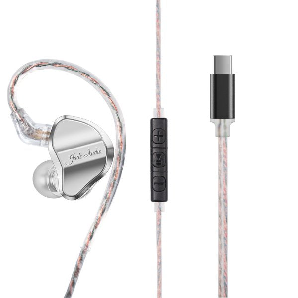 FiiO Jade Audio JD1 earphones, silver, with USB-C cable