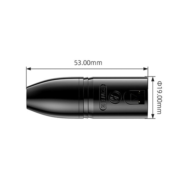 FiiO LX-4.4M XLR to 4.4 mm adapter, with dimensions