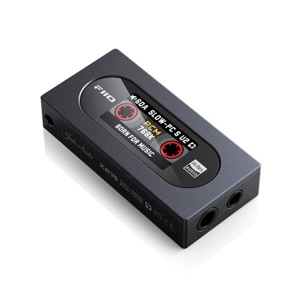 FiiO KA15 USB dongle DAC, black, lying flat