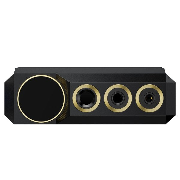 FiiO M27 desktop music player, front panel with headphone sockets