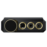 FiiO M27 desktop music player, front panel with headphone sockets
