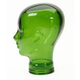 AMP3 glass head headphone stand, green, side