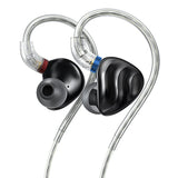 FiiO FH3 in-ear monitors, black, angled