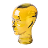 AMP3 glass head headphone stand, yellow, front