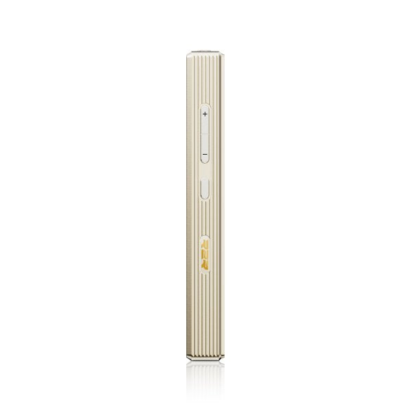 FiiO M33 R2R music player, gold, side view
