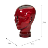 AMP3 glass head headphone stand, red, with dimensions