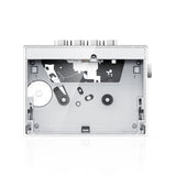FiiO CP13 cassette player, transparent, showing the tape mechanism