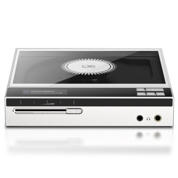 Shanling EC Zero AKM portable CD player, silver, lid view with sockets
