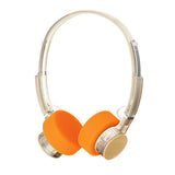 FiiO EH11 Bluetooth on-ear headphones, white with orange pads, angled