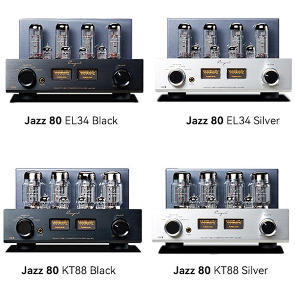 Cayin Jazz 80 Bluetooth valve amplifier, EL34 and KT88 versions in black and silver