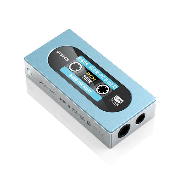 FiiO KA15 USB dongle DAC, blue, lying flat