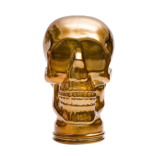 AMP3 glass skull headphone stand, gold, side