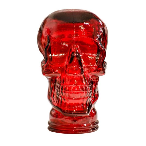 AMP3 glass skull headphone stand, red, front