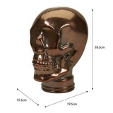 AMP3 glass skull headphone stand, copper, with dimensions