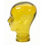 AMP3 glass head headphone stand, yellow, side