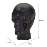 AMP3 glass skull headphone stand, black, with dimensions