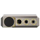 FiiO M27 desktop music player, aluminium, front panel with headphone sockets