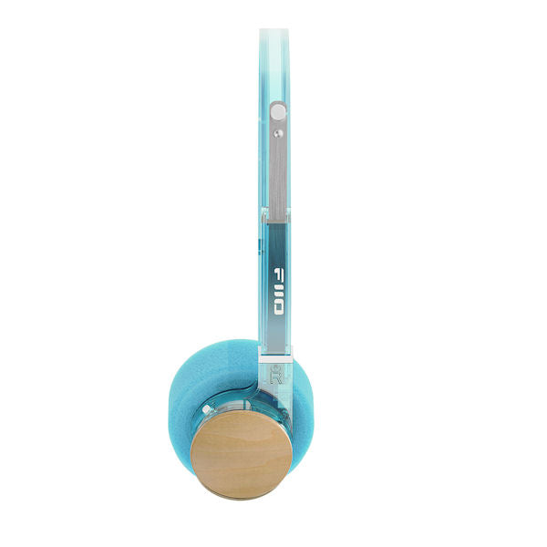 FiiO EH11 Bluetooth on-ear headphones, cyan, side view
