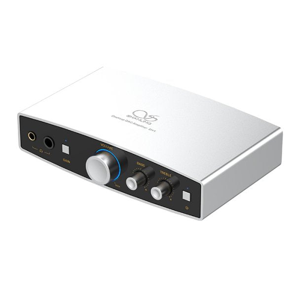 Shanling EH1 desktop DAC and headphone amp, silver, angled
