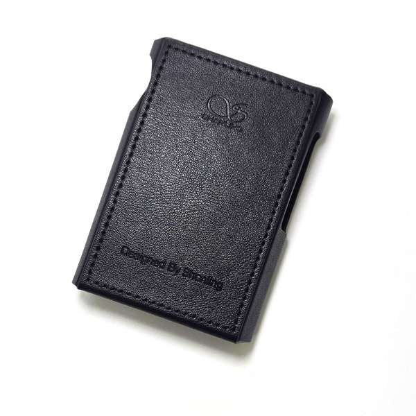 Shanling M1P leather case, black, angled