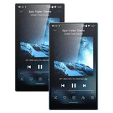 FiiO JM21 music player, two black players showing the music screen