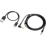 Audio-Technica ATH-S300BT noise-cancelling headphones, charging and audio cables